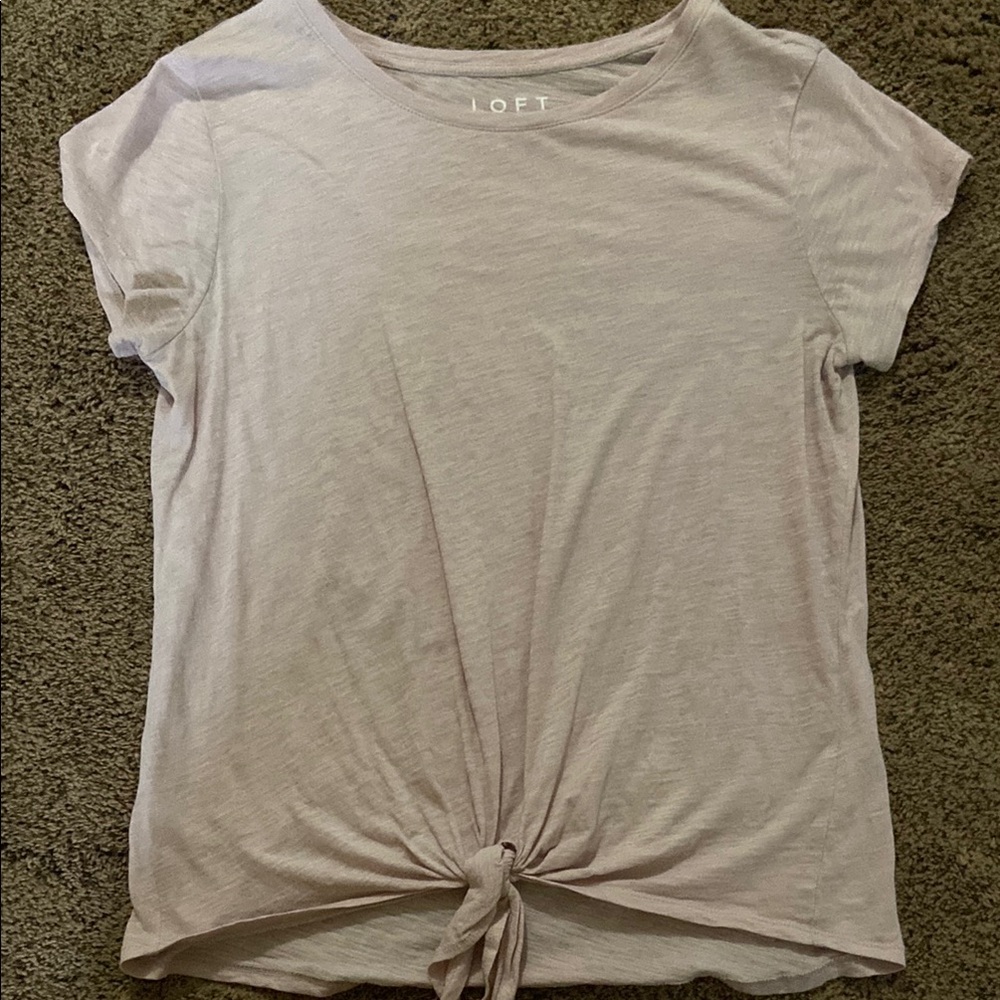 LOFT Women's Light Pink Tie-Front Top